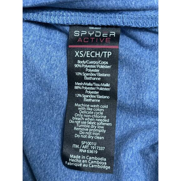 Spyder Active Shirt Womens Sz XS Heather Blue Running Thumb Hole Zip Pockets NEW - Picture 5 of 8
